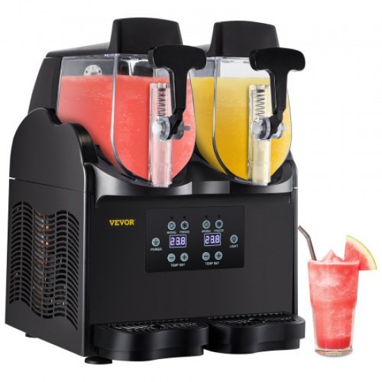 Koop Commerciële Slush Maker 2x2,5L 370W Commerciële Ijs Slush Machine 16°F tot 32°F Slush Ijs Slush Machine Afzonderlijke Tank Controle Licht Display Laag Geluidsniveau