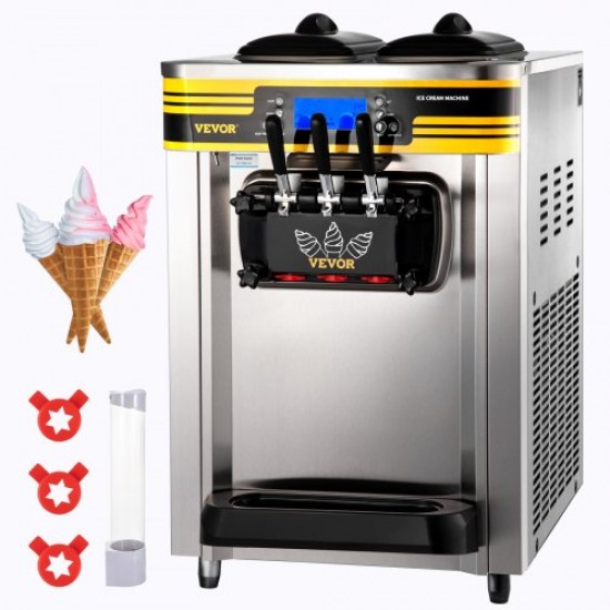 Kaufen Sie Kommerzielle Eismaschine, 2350 W, Softeismaschine, Silber, 22–30 l pro Stunde, Softeismaschine, 74,5 x 54 x 86 cm, in Cafés, Buffets, Getränkegeschäften, Restaurants