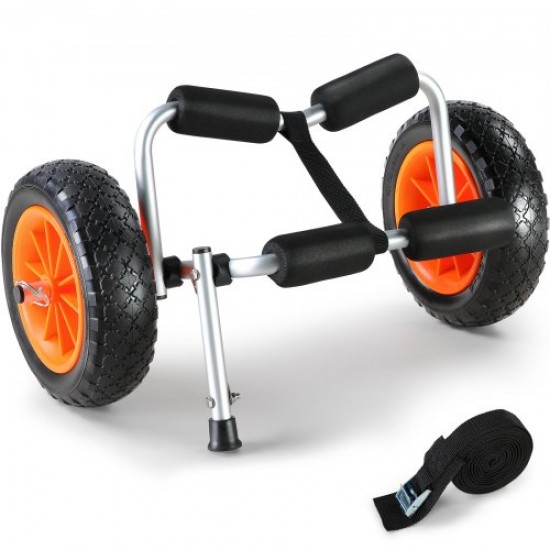 Comprar Carrinho de caiaque para serviço pesado Carrinho de transporte de canoa dobrável com carga de 113 kg com suporte antiderrapante de rodas sólidas de 10" e alça de amarração para barcos de canoas de caiaque