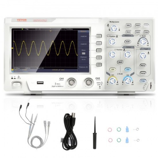 Comprar Osciloscopio Digital 1 GS/s Frecuencia de Muestreo Kit de Osciloscopio Profesional Ancho de Banda 100 MHz 2 Canales Algoritmos Matemáticos y FFT para Medición de Señal Mantenimiento Depuración