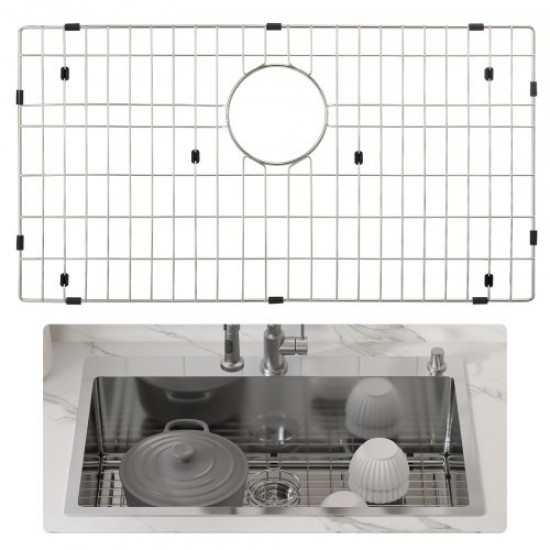 Comprar Rejilla inferior del fregadero 66x35,5x2,54 cm Alfombrilla para fregadero de cocina de acero inoxidable 304 Desagüe trasero con radio de esquina R25 Accesorio para colocar cubiertos y platos