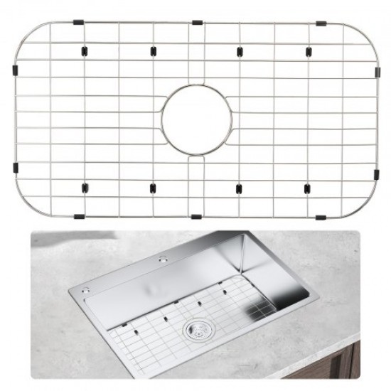 Buy Sink Grate 66x35.6x2.54 cm 304 Stainless Steel Sink Bottom Grate with Central Drain Sink Accessory for Dishes, Cutlery and Tableware Food Defrosting