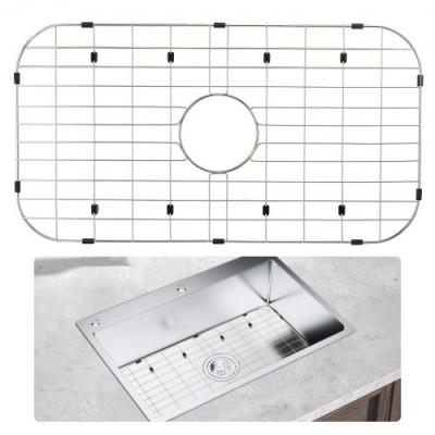 VEVOR Rejilla para Fregadero 66x35,6x2,54 cm Rejilla Fondo Fregadero de Acero Inoxidable 304 con Desagüe Central Accesorio para Fregadero para Platos, Cubiertos y Vajilla Descongelación de Alimentos