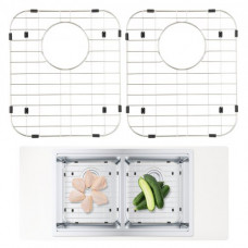 VEVOR Rejilla Inferior del Fregadero 2 Piezas 33,8x29,5x2,54 cm Alfombrilla para Fregadero de Cocina de Acero Inoxidable 304 Desagüe Trasero R50 Accesorio para Fregadero con Radio de Esquina