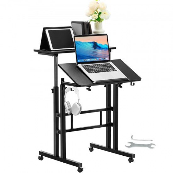 Comprar Mesa alta móvel ajustável de 670-1140 mm Mesa inclinável de 0-45 ° Carga de 20 kg com mola a gás Rodízios giratórios de 360 ° Mesa com trava para computador home office