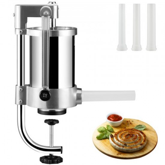 Buy Manual Sausage Stuffer 1.5L Capacity Stainless Steel Tabletop Vertical Sausage Stuffer with 3 Stuffing Tubes for 16mm/19mm/22mm Churros Sausages for Restaurant Supermarket