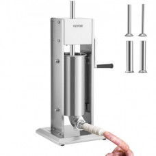 Embutidora de Salchichas Vertical de Acero Inoxidable VEVOR, 5L, Manual, 4 Tubos
