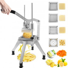 VEVOR Cortador de Patatas Fritas Profesional 4 Cuchillas Cortador de Patatas de Acero Inoxidable Hoja 1/4