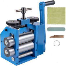 Máquina de Laminación Combinada Manual 112 mm 2 Formas de Ranuras Combinación Joyería Laminador de Rodillos 112x48cm Máquina de Laminación de Joyas para Laminado de Alambre de Hoja Metálica