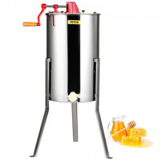 Extractor de Miel Manual 3 Marcos Centrífuga Separador de Miel de Acero Inoxidable con Tapa Apto para Nido de Abejas Tamaño Profundo 48x23 cm Mediano 48x16 cm Altura Ajustable para Apicultura