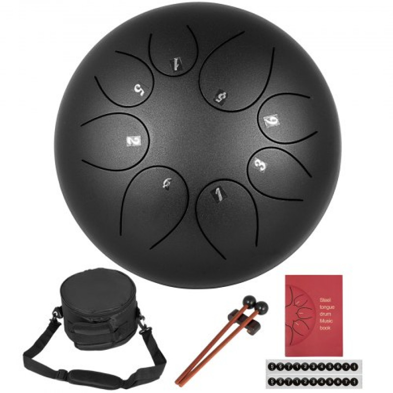 VEVOR 10\'\' Acero Tambor De Lengua Handpan D Mayor 8 Notas Tankdrum Con Bolso Mazos