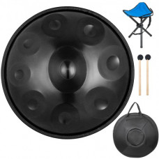 Tambor de Lengua de Acero 22 Pulgadas 56 cm Handpan Drum con Menor 9 Notas con Bolso Libro de Música Mazos Puntas de Dedo Negro