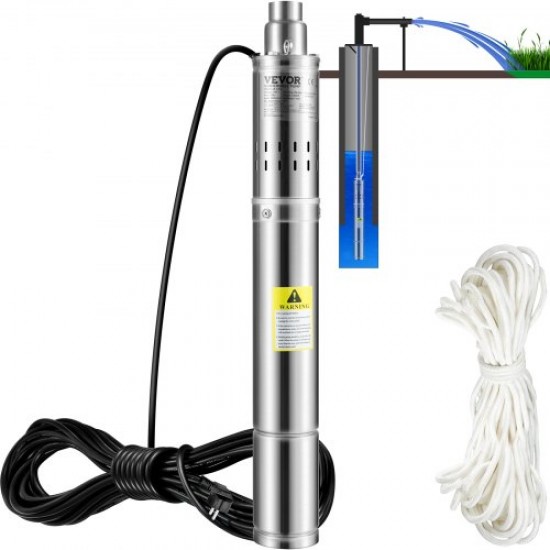 Kaufen Sie Tiefbrunnenpumpe, 550-W-Motor, Tauchbrunnenpumpe, 230 V, 50 Hz, Tauchbrunnenwasserpumpe, max. Durchfluss 35 l/min, Brunnenpumpe für Ackerland, Fabriken, Minen