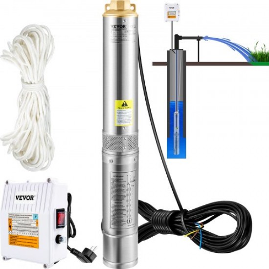 Buy Deep Well Pump 370W Motor Submersible Well Pump 230V 50Hz Submersible Well Water Pump Max Flow 110L/min with External Control Box for Farmland Mines