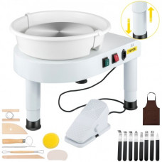 Torno Ceramica Torno Alfarero Máquina Eléctrica de Cerámica 14 pulgadas Rueda de Cerámica Manual Blanco