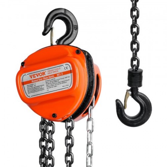 Buy 1T Manual Chain Hoist Chain Hoist with 360° Block Hook Lifting Height 2.8m Alloy Steel G80 Chain Guide with Double Ratchet Brake for Cargo Garages