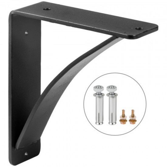 Buy Folding Brackets 20.3 x 22.9 x 6.4 cm, Shelf Brackets with Load Capacity 204 kg, Shelf Support, Shelf Brackets, Bracket Support, Steel Material, Matte Black Color