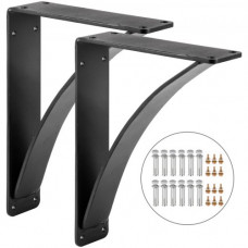 Escuadras Abatibles 22,9 x 30,5 x 10,2 cm, Soportes para Estantes con Capacidad de Carga 204 kg, Soporte Estantería, Escuadras Estanterías, Soporte Escuadra, Material de Acero, Color Negro Mate