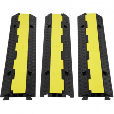 Rampa de Protección de Cable Canaleta Para Cable 3 Piezas 2 Vías Canaleta Pasacables de Suelo 3 x 3 cm Protector de Cables de Caucho y Pvc