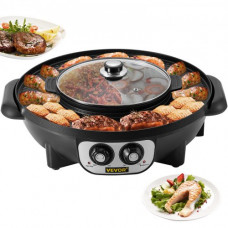 Parrilla Eléctrica 2 en 1 para Ollas Calientes 3 L Olla Doble Parrilla Eléctrica para Barbacoa 1200 W (Olla Caliente) +1000 W (Parrilla) Parrilla Eléctrica para Cocinar Filetes, Verduras 0-240 ℃