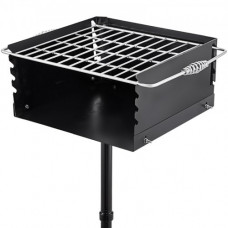 VEVOR Parrilla Barbacoa de Acero al Carbón Pilar Enterrado 40,6 x 40,6cm al Aire Libre Parrilla Barbacoa Carbono Tamaño de 40,6 x 40,6 x 20,3cm