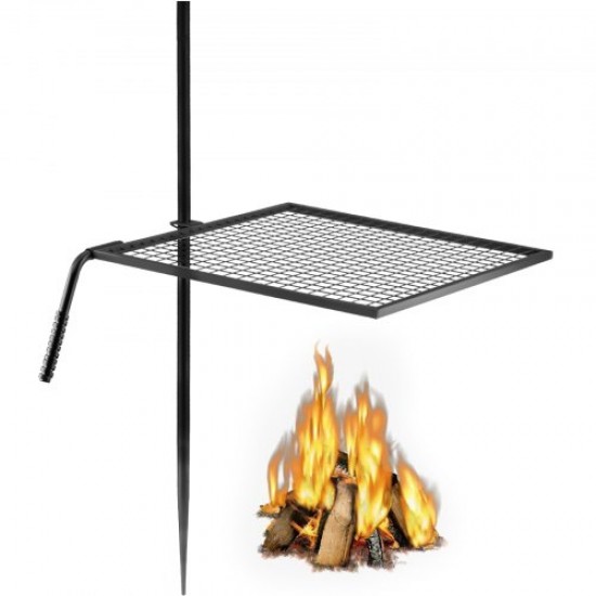 Comprar Parrilla para Camping Parrilla Giratoria de Carbón 610x610 mm Alto de 153,5 cm para Fogatas, Parrilla de Acero, Parrilla de Carbón para Acampar al Aire Libre, Parrilla Rectangular para Barbacoa