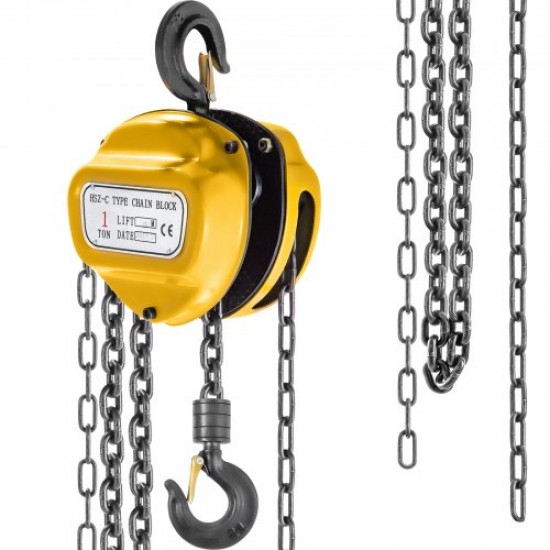 Buy Chain Hoist 2200 lbs / 1 T Manual Chain Winch Hoist Max Lift 3 m Durable Lifting Housing, Chain Lifting Tool for Lifting Loads, Yellow