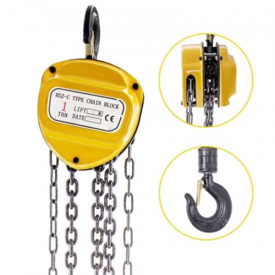 Buy Manual Chain Hoist 2200lb/1ton 6m Pulley Winch Lifting Yellow Lifting Equipment Tool