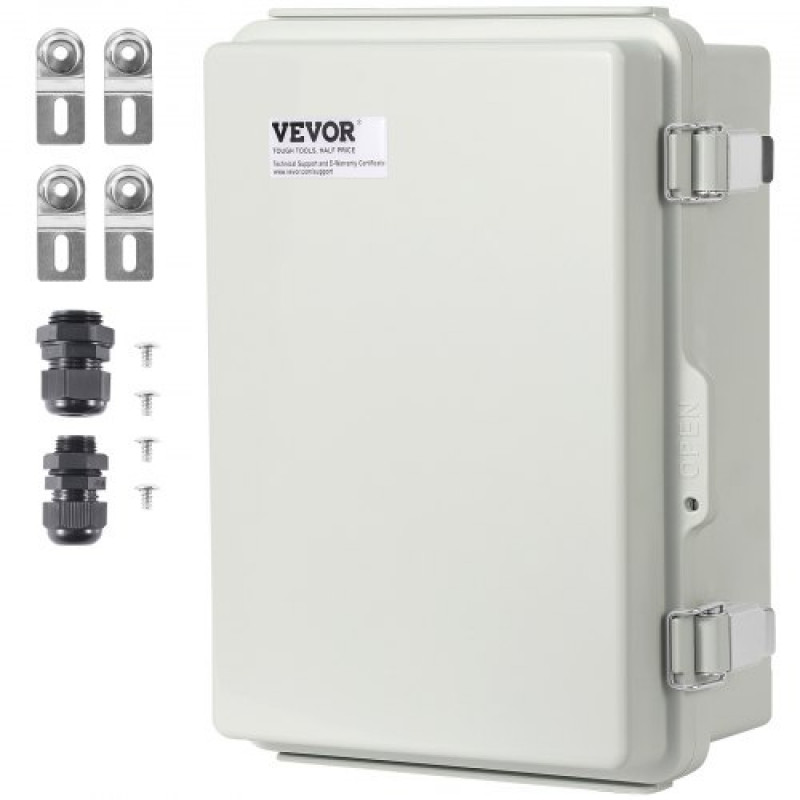 VEVOR Caja de conexiones eléctricas cubierta con bisagras para caja eléctrica de plástico ABS 430x330x180 mm pestillo de acero inoxidable impermeable IP67 a prueba de polvo para proyectos eléctricos