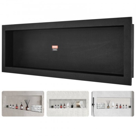 Comprar Nicho de banheiro embutido 127x40,64x10cm Nicho de chuveiro montado na parede Prateleira de plástico XPS simples Cantos quadrados Proteção selada para banheiro, chuveiro, armazenamento de sabão, preto