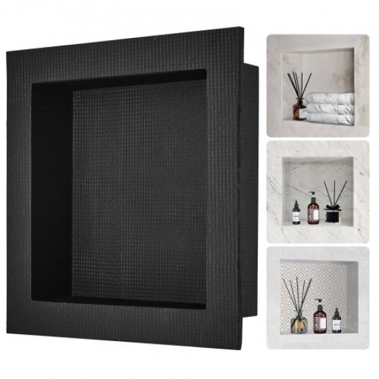 Comprar Nicho Empotrable para Baño 40,64 x 40,64 x 10 cm Nicho de Ducha Montado en Pared Estante de Plástico XPS Simple Protección Sellada Moderna para Baño, Ducha, Almacenamiento de Jabón, Negro