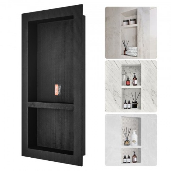 Buy Recessed Bathroom Niche 16x32x4 Inch Double Wall Shower Niche XPS Plastic Shelf Square Corners Modern Sealed Protection for Bathroom, Shower, Soap Storage, Black