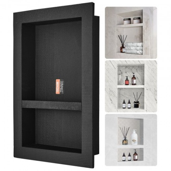 Comprar Nicho Empotrable para Baño 40,64x60,96x10 cm Nicho de Ducha de Doble Pared Estante de Plástico XPS Esquinas Cuadradas Protección Sellada Moderna para Baño, Ducha, Almacenamiento de Jabón, Negro