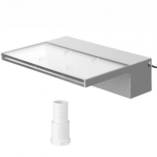 Comprar Aliviadero para Fuente de Piscina de 11,8 x 3,2 x 8,1 Pulgadas, Aliviadero de Fuente de Acrílico Sólido con Tira Azul de Luz LED, Fuente de Cascada para Estanque de Jardín, Piscina, Cuadrados