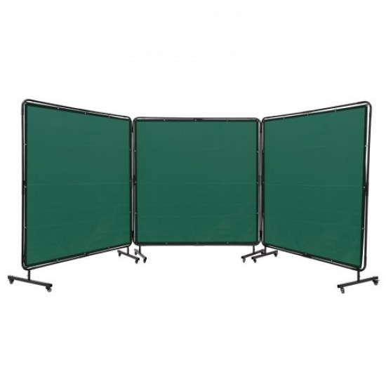 Comprar Cortina de Soldadura con Marco 3 Paneles Pantalla de Cortina Protectora de Soldadura 1,8x1,8m de Vinilo Ignífugo con 12 Ruedas Giratorias (6 con Bloqueo) Mobile Pro para Taller, Industria, Verde