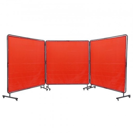 Comprar Cortina de Soldadura con Marco 3 Paneles Pantalla de Cortina Protectora de Soldadura 1,8x1,8 m de Vinilo Ignífugo con 12 Ruedas Giratorias (6 con Bloqueo) Mobile Pro para Taller, Industria, Rojo