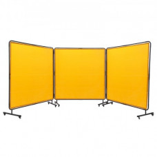 VEVOR Cortina de Soldadura con Marco 3 Paneles Pantalla de Cortina Protectora de Soldadura 1,8x1,8 m de Vinilo Ignífugo con 12 Ruedas Giratorias (6 con Bloqueo) Mobile Pro para, Industria, Amarillo