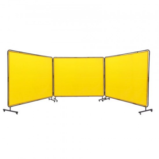 Comprar Cortina de Soldadura con Marco 3 Paneles Pantalla de Cortina Protectora de Soldadura 1,8x2,4 m de Vinilo Ignífugo con 12 Ruedas Giratorias (6 con Bloqueo) Mobile Pro para Taller, Amarillo