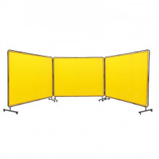 VEVOR Cortina de Soldadura con Marco 3 Paneles Pantalla de Cortina Protectora de Soldadura 1,8x2,4 m de Vinilo Ignífugo con 12 Ruedas Giratorias (6 con Bloqueo) Mobile Pro para Taller, Amarillo