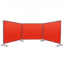 VEVOR Cortina de Soldadura con Marco 3 Paneles Pantalla de Cortina Protectora de Soldadura 1,8x2,4 m de Vinilo Ignífugo sobre 12 Ruedas Giratorias (6 con Bloqueo) Mobile Pro para Industria, Rojo