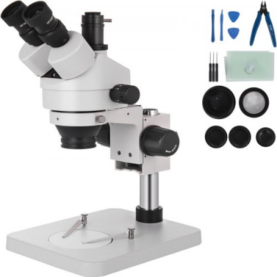 Microscopio Estéreo Trilocular, 3,5X-90X Microscopio Estéreo, 55-75 mm Microscopio Estéreo Profesional, Microscopio Trilocular con Soporte de Pilar Ajustable para Observación de Insectos, etc.