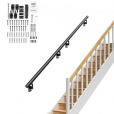 VEVOR Barandilla de Escalera Barandilla de Aleación de Aluminio Barra de Soporte Montaje en Pared Longitud de 214,8 cm Pasamanos Carga de 199,6 kg con Kit de Instalación para Escaleras Pasillos Hogar