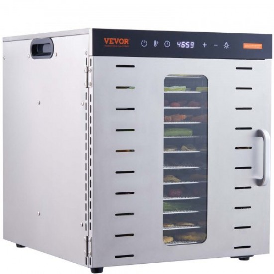 Buy Food Dehydrator Machine 10 Stainless Steel Trays 1000W Electric Fruit and Vegetable Dehydrator Adjustable Temperature 30-90 °C Timer 0.5-48h for Herbs, Meat