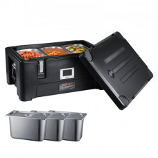 VEVOR Porta bandejas aislante para alimentos, cargador superior apilable con 3 bandejas, 36 cuartos, negro
