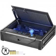 VEVOR Caja Fuerte Biométrica para Pistola de Acero para 2 Pistolas con 3 Formas de Acceso de Huella Dactilares, Contraseña y Llave Caja Fuerte para Armas para Joyería Documentos Pistolas, 28x18x5 cm