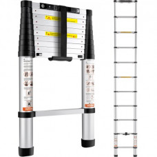 Escalera telescópica de aluminio Altura de 320cm Escalera de extensión plegable portátil Capacidad de 170kg con pasteles antideslizantes 1 botón