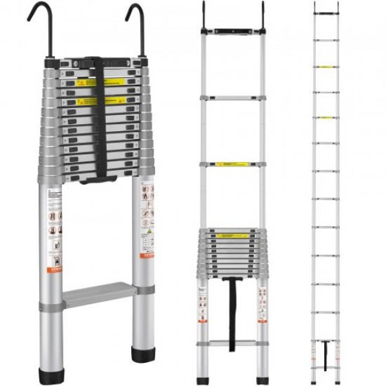 Koop Aluminium telescopische ladder Belasting 190 kg Draagbare verlengladder 5,5 m reikwijdte Antislip compacte multifunctionele ladder Intrekking met één knop voor huisreparaties