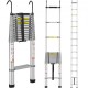 Buy Aluminum Telescopic Ladder 190kg Load Portable Extension Ladder 5.5m Reach Non-Slip Multi-Purpose Compact Ladder One-Button Retraction for Home Repairs