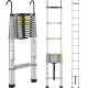 Buy Aluminum Telescopic Ladder 190kg Load Portable Extension Ladder 4.6m Reach Non-Slip Multi-Purpose Compact Ladder One-Button Retraction for Home Repairs