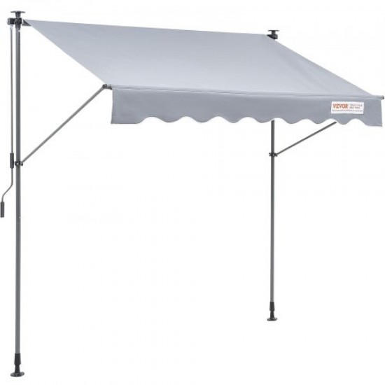 VEVOR Toldo Retráctil de 2 x 1,2 m, Toldo Manual para Terraza Altura Ajustable, Resistente al Viento y a los Rayos UV, con Cortina Parasol de 1 m y Manivela para Terraza, Patio Trasero, Jardín, Balcón